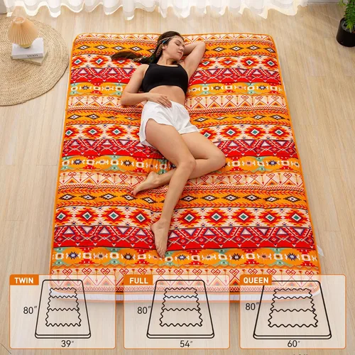 Vista 2 de Dr.Futon - Colchón tipo futón japonés para piso, extra grueso, plegable, enrollable, cubrecama para invitados, esterilla para acostarse y viajar