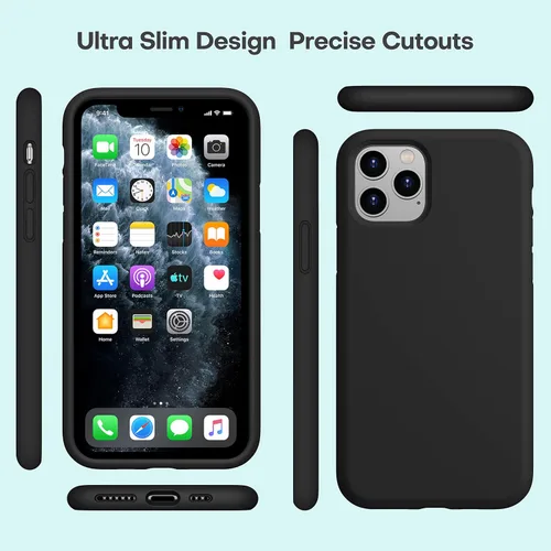 Vista 5 de CellEver Funda de silicona resistente para iPhone 11 Pro, protección militar contra caídas, protección elevada de pantalla y cámara, interior sin