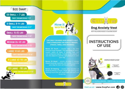 Vista 7 de CozyVest® - Chaleco de ansiedad para perros 3 en 1 con música y aromaterapia, camisa con sonido relajante y aceites esenciales, chaqueta