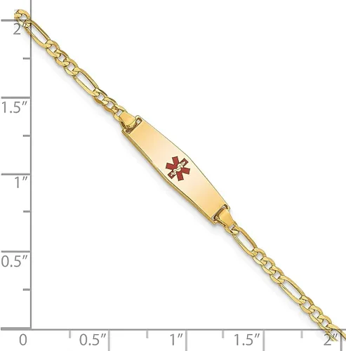 Vista 3 de 14k Yellow Gold Medical Alert Figaro Id Bracelet Fine Jewelry For Women Gifts For Her