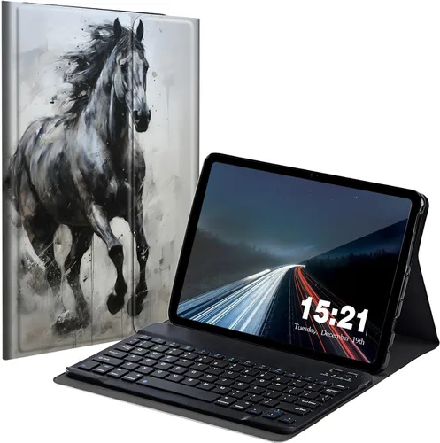 Vista 10 de Funda de teclado para Samsung Galaxy Tab S6 Lite 2022/2020, Galaxy Tab S6 Lite SM-P610/P613/P615/P619 con teclado Bluetooth inalámbrico desmontable