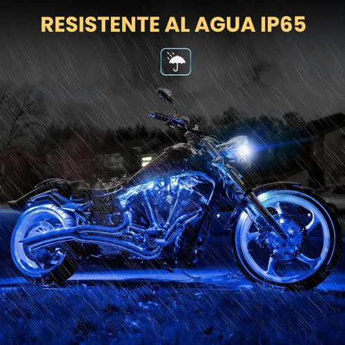 Vista 7 de Nilight Juego de 8 tiras de luces LED RGB para motocicleta, luces de atmósfera impermeables de neón multicolor con control remoto inteligente
