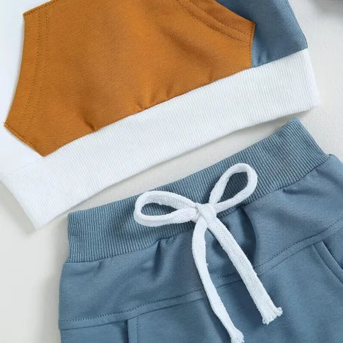 Vista 6 de Ehfomius Conjunto de 2 piezas de sudadera con cuello redondo y manga larga para bebé niño para otoño e invierno