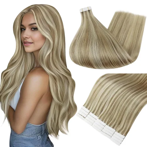 Vista 23 de Full Shine - Extensiones de cabello humano con cinta adhesiva, 10 pulgadas, sin costuras, color 1 negro azabache de 1.06 oz, cinta invisible