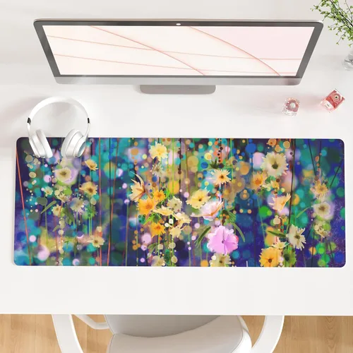 Vista 29 de Qiyi Alfombrilla de escritorio, grande, de mouse, vía láctea, decoración, piel sintética impermeable, protector para oficina, hogar, trabajo