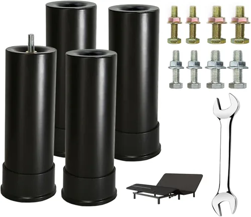 Vista 11 de Base de cama ajustable de metal de 2 a 3.5 pulgadas, reemplazo de patas de patas de alta resistencia, altura extra, compatible con el 93%