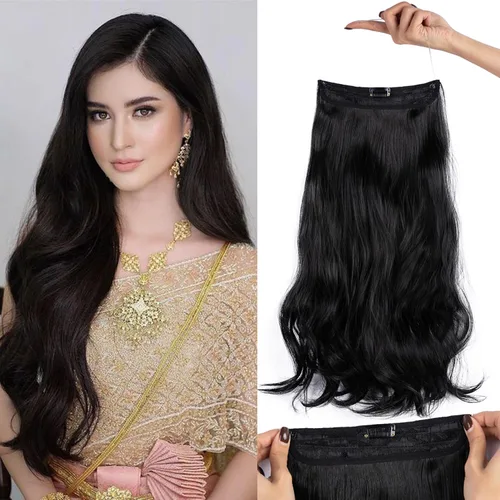 Vista 7 de Extensiones de cabello invisibles con halo mejorado con 3 piezas de diadema ajustable, largo, ondulado, extensiones de cabello rubio decolorado
