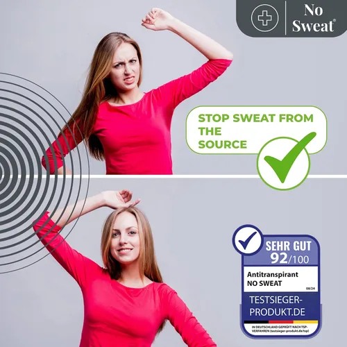 Vista 5 de NO SWEAT Spray antitranspirante de máxima resistencia, desodorante fuerte para tratamiento de sudoración excesiva y hiperhidrosis, dura hasta 7 días