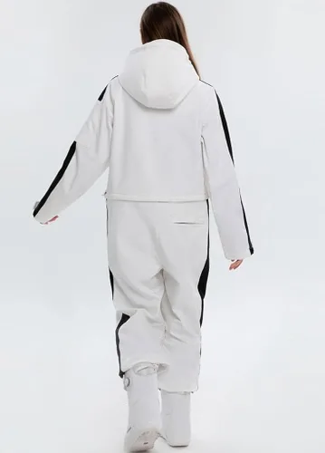 Vista 5 de ALSOGO Traje de esquí de una pieza para mujer impermeable aislado con cinturón desmontable para deportes de nieve