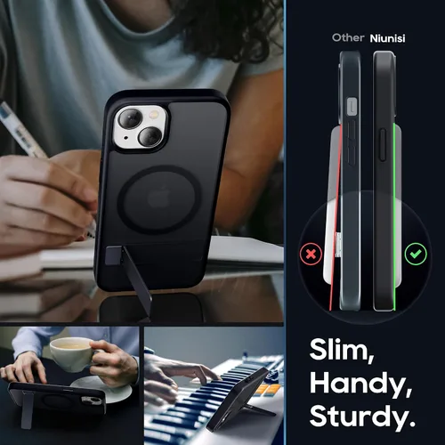 Vista 4 de Magsafe - Funda magnética para iPhone 13 de 6.1 pulgadas, soporte delgado con protector de pantalla compatible con Magsafe a prueba de golpes, Negro