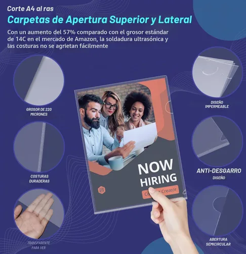 Vista 3 de JIKIOU Paquete de 30 carpetas transparentes para documentos con bolsillo para proyectos, tipo L, carpeta de plástico transparente A4/tamaño carta