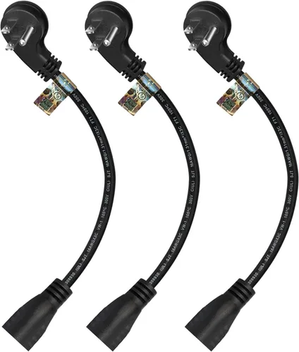 Vista 7 de Cable de extensión corto de 1 pie y 12 pulgadas, 16 AWG de 3 clavijas macho a hembra, cable de extensión corto para interiores y exteriores, cable