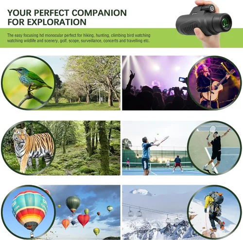 Vista 8 de Telescopio monocular impermeable 8x42 Prisma K9, para viajes, vida silvestre, observación de aves, caza, camping
