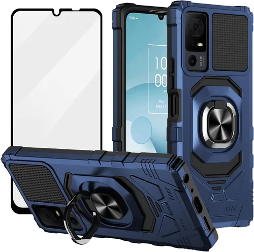 Vista 9 de Ailiber Funda con soporte magnético para Lively Smart 4/TCL 40 XL/40T Soporte de anillo y protector de pantalla y negro