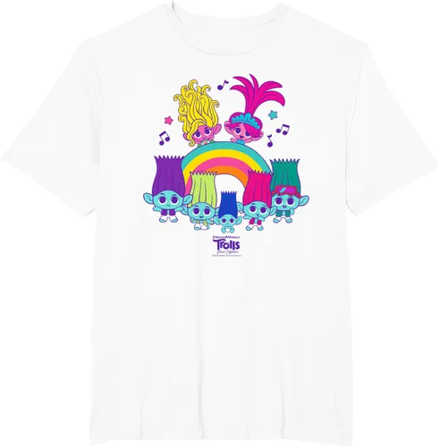 Vista 8 de Camiseta DreamWorks Trolls Band Together BroZone Poppy Viva Rainbow Negro