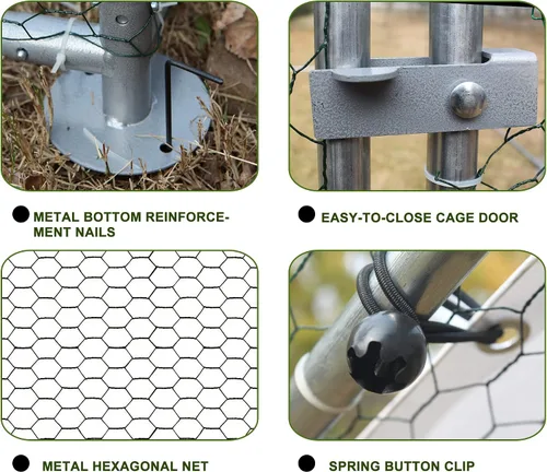 Vista 4 de Jaula grande de metal para gallinero, gallinero galvanizado, jaula de gallina de alambre galvanizado, jaulas de conejos con cubierta impermeable