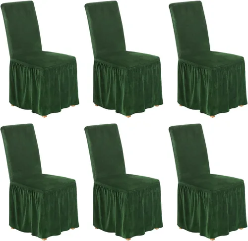 Vista 33 de NICEEC Fundas de silla de elastano para sillas de comedor, juego de 2 fundas de silla de comedor extraíbles con falda, fundas para sillas Parson