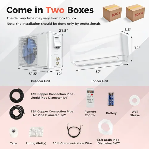Vista 9 de SIMOE Mini sistema de aire acondicionado dividido y calefacción, 18000BTU, unidad de CA sin conductos montada en la pared 19 SEER con bomba de calor