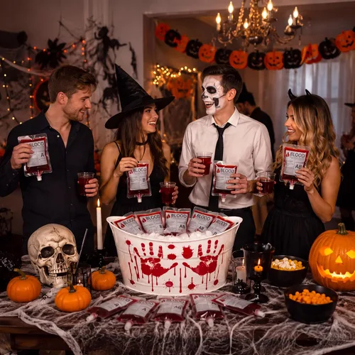 Vista 5 de Qinyoung 44 bolsas de sangre de Halloween para bebidas, bolsas de bebidas
