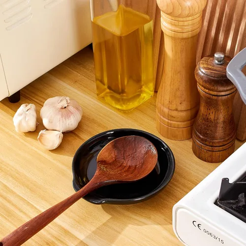 Vista 5 de Soporte de cuchara de cerámica para la parte superior de la estufa, soporte grande para utensilios de cocina para encimera de cocina, espátula