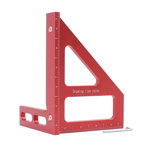 Vista 8 de Regla de medición multiángulo imperial 3D de 6 pulgadas, transportador cuadrado de carpintería de aleación de aluminio de 45/90 grados, línea