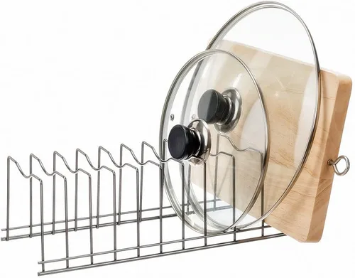 Vista 8 de SANNO Organizador de tapa para ollas, organizador de cocina para platos, tablas de cortar utensilios para hornear, refrigeración, ollas y sartenes