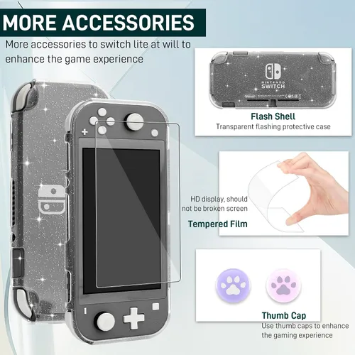 Vista 4 de FUNDIARY Funda de transporte de viaje para Nintendo Switch Lite, funda protectora rígida de viaje para Lite, funda de transporte portátil a prueba