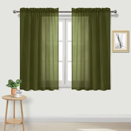 Vista 27 de DWCN Cortinas Transparentes Aqua de Voile Semitransparente con Bolsillo para Barra para Dormitorio y Sala de Estar, 36 x 36 pulgadas de Largo, Juego