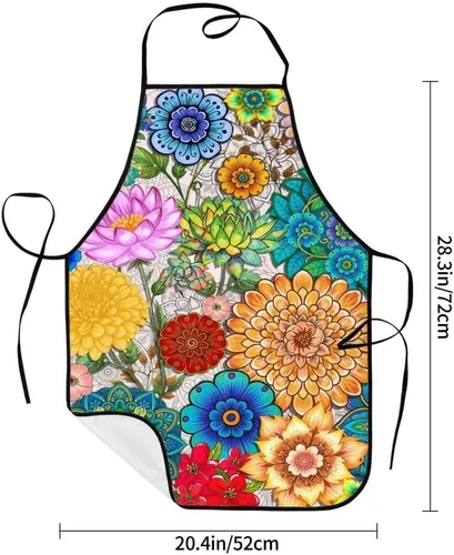 Vista 6 de Delantales para mujeres y hombres, delantales de chef con bolsillos para decoración de cocina, barbacoa, cocción, hornear a la parrilla