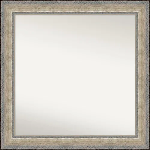 Vista 306 de Amanti Art Espejo de baño plateado para sobre el fregadero, 28 x 37 pulgadas, elegante espejo rectangular de peltre cepillado, marco de madera
