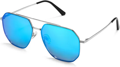 Vista 2 de Veda Tinda - Lentes de sol cuadrados de aviador para hombres y mujeres, polarizados, de gran tamaño, grandes, de moda, retro, grandes gafas de sol