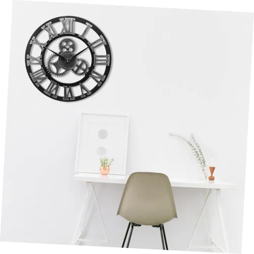 Vista 3 de DECHOUS Reloj de pared de engranajes industriales, gran reloj de pared moderno y creativo, decoración retro chic