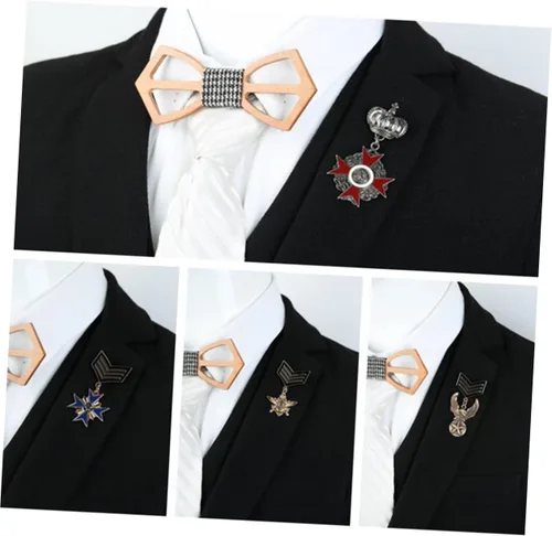 Vista 7 de Amosfun Pin de solapa de cumpleaños para hombre, disfraz de estrella, uniforme soviético, disfraz colonial, máscara de gas ruso, 2 uds