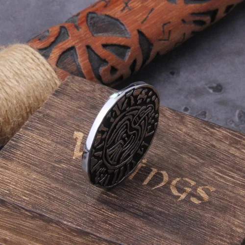 Vista 4 de Creative Souvenir - Moneda vikinga chapada en oro coleccionable, gran regalo, colección de arte de moneda conmemorativa de oro con caja de madera