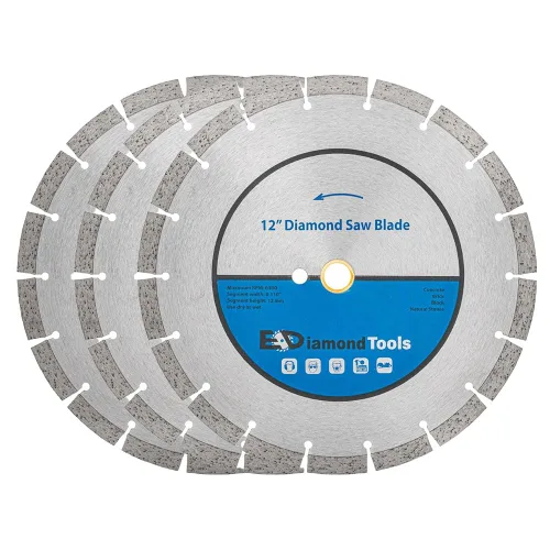Vista 34 de Hoja de sierra segmentada de diamante de 4" para hormigón, ladrillo, bloque y mampostería Altura del segmento de 0.394 in, eje de 7/8"-5/8", grano