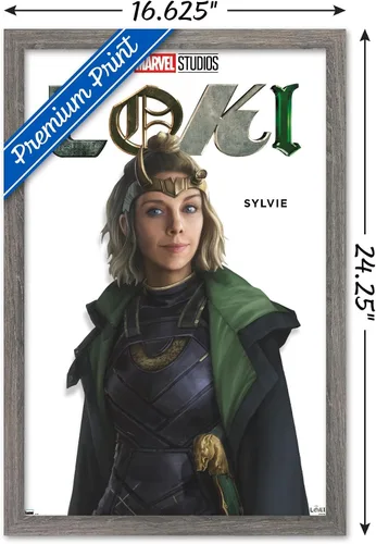 Vista 3 de Trends International Marvel Loki - Póster de pared de la serie Sylvie Feature Series, 14.725 x 22.375 pulgadas, versión enmarcada de madera