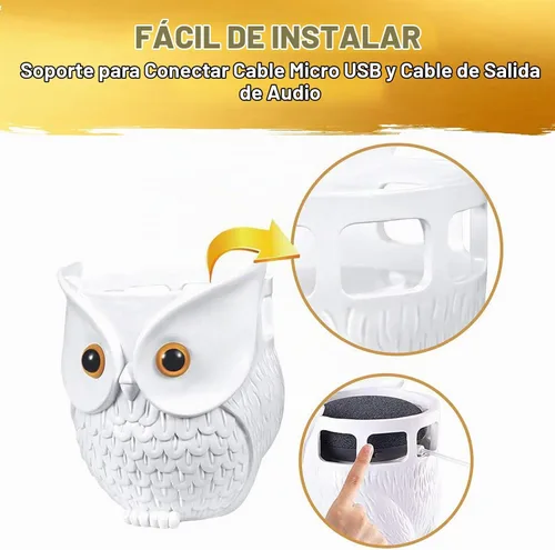 Vista 3 de Soporte para altavoz inteligente con estatua de búho mejorado para Echo Dot 4ª/3ª/2ª y 1ª generación, Google Home Mini/Google Nest Mini