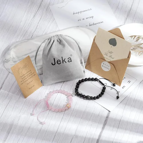Vista 6 de Jeka Pulseras magnéticas a juego para parejas cuentas de piedra natural regalos de relaciones de larga distancia para hombres mujeres sus amigos