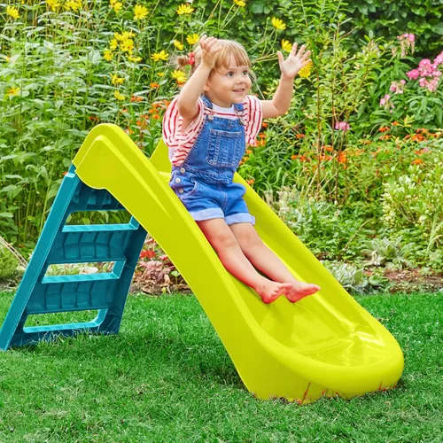 Vista 6 de Fun N Fold Slide para niños, juego para interiores o exteriores con escalones anchos y superficie deslizante suave para un juego activo seguro