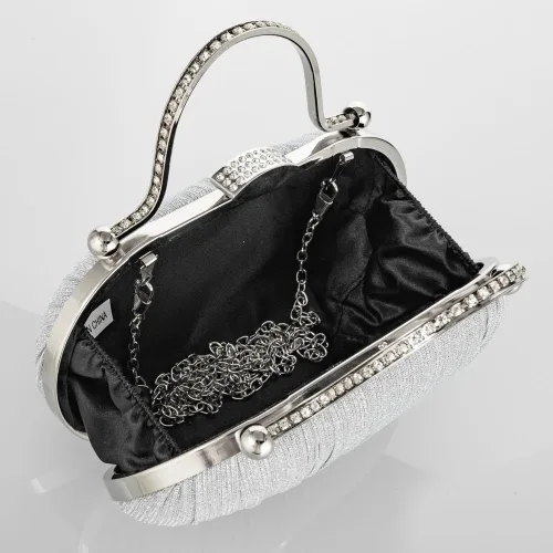 Vista 7 de YYW Bolso de mano plisado con purpurina para mujer, bolso de noche con asa superior para fiesta, boda nupcial