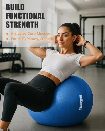 Vista 3 de GalSports - Pelota de estabilidad antideslizamiento y antiestallido - Bola suiza para gimnasio en casa y terapia física