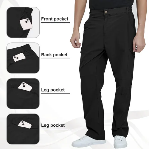 Vista 3 de MEETYOO Pantalones cargo de senderismo para hombre, impermeables, tácticos, ligeros, elásticos, para acampar