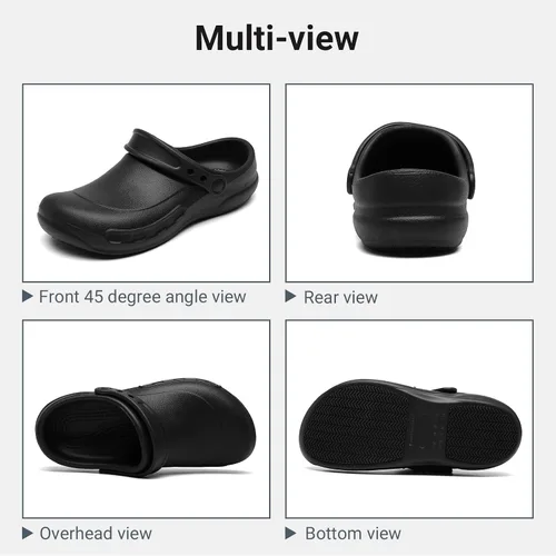 Vista 6 de Zapatos de chef antideslizantes para hombre, zapatos impermeables para trabajo de enfermería para servicio de alimentos, restaurante, cocina