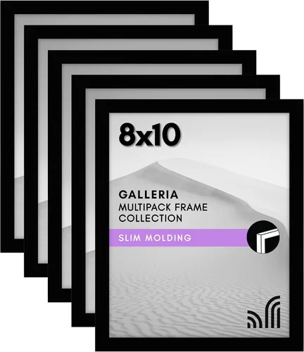 Vista 24 de Americanflat Portarretratos de 3 x 5 con plexiglás pulido, juego de 5 unidades, colección Galleria, marcos para mesa y pared, color negro