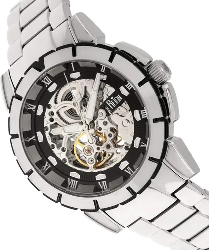 Vista 3 de Reign Philippe Reloj automático con esfera de esqueleto, negro, REIRN4602, Plateado