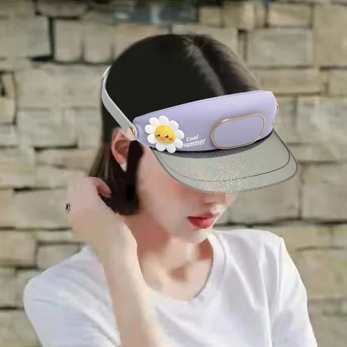 Vista 4 de B Baosity Sombrero de ventilador de enfriamiento con visera visera sombreros USB carga protección verano gorra