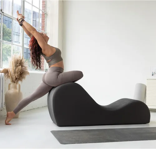 Vista 9 de Avana Chakra Yoga Chaise - 2 reposacabezas ajustables y asas con correas ajustables, micro terciopelo/microbucle, negro y gris