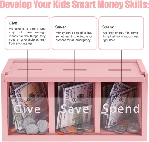 Vista 3 de Hucha para niños, hucha de ahorro de dinero para niños, caja de ahorro de dinero para niños y niñas, caja segura para ahorrar dinero, enseña a