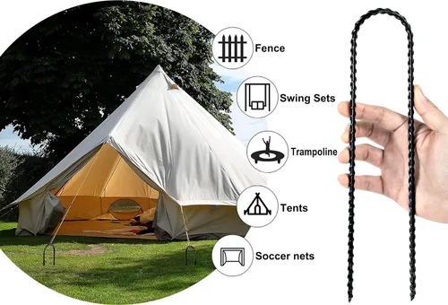Vista 4 de Estacas de viento para trampolín de 12 pulgadas, anclajes resistentes en forma de U Kits de anclaje de amarre para cama elástica resistente
