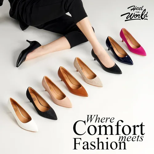 Vista 2 de Heel The World Zapatos de tacón para mujer con tacones de gatito de 2 pulgadas, cómodos zapatos de vestir para bodas y fiestas u oficina